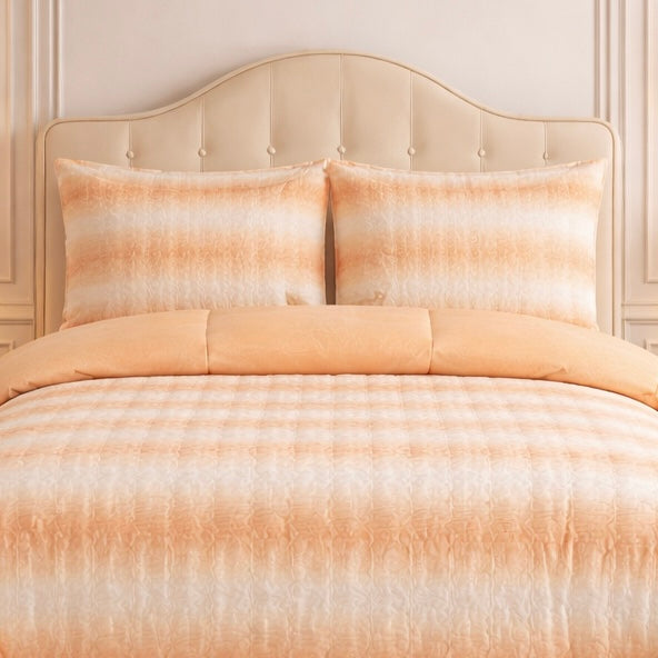 Comforter 4 Pcs Silk Skin Rev Fitted Set - Beige Colour