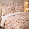 Comforter 4 Pcs Silk Skin Rev Fitted Set - Off-White & Brown Colour
