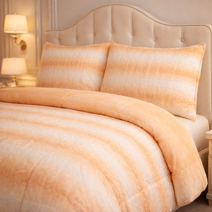 Comforter 4 Pcs Silk Skin Rev Fitted Set - Beige Colour