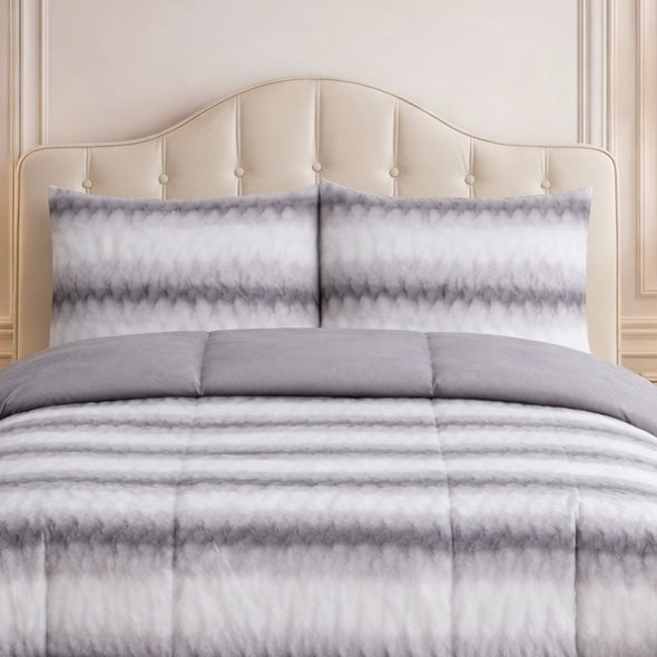 Comforter 4 Pcs Silk Skin Rev Fitted Set - Gray Colour