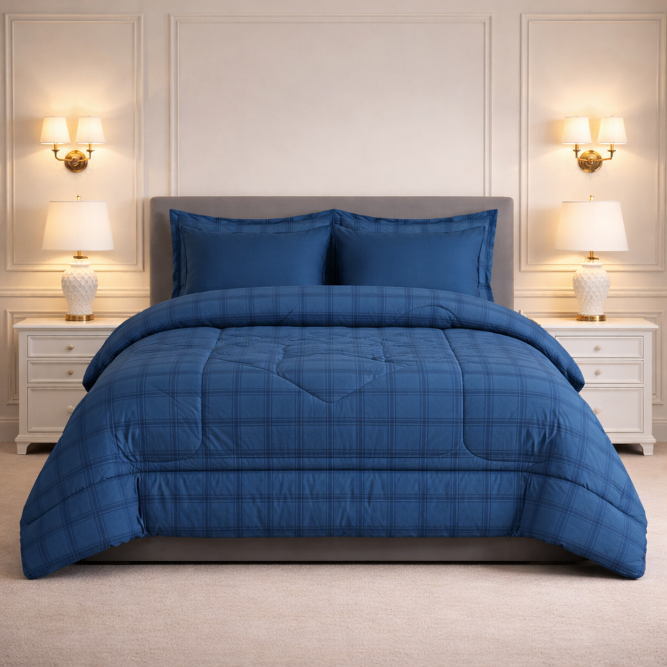 Comforter 6-Pcs Bloom Haven Set Poly Bag - Blue Colour