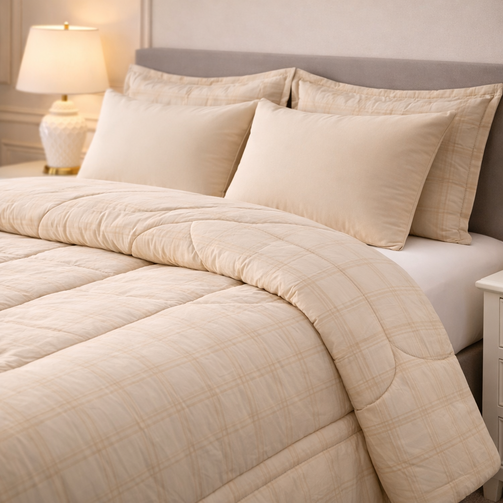 Comforter 6-Pcs Bloom Haven Set Poly Bag - Beige Colour