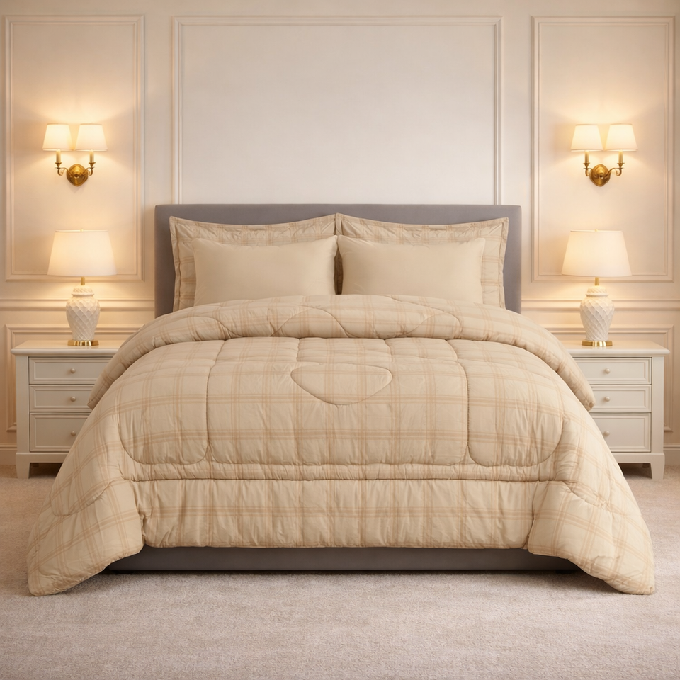 Comforter 6-Pcs Bloom Haven Set Poly Bag - Beige Colour