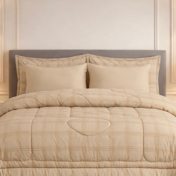 Comforter 6-Pcs Bloom Haven Set Poly Bag - Beige Colour