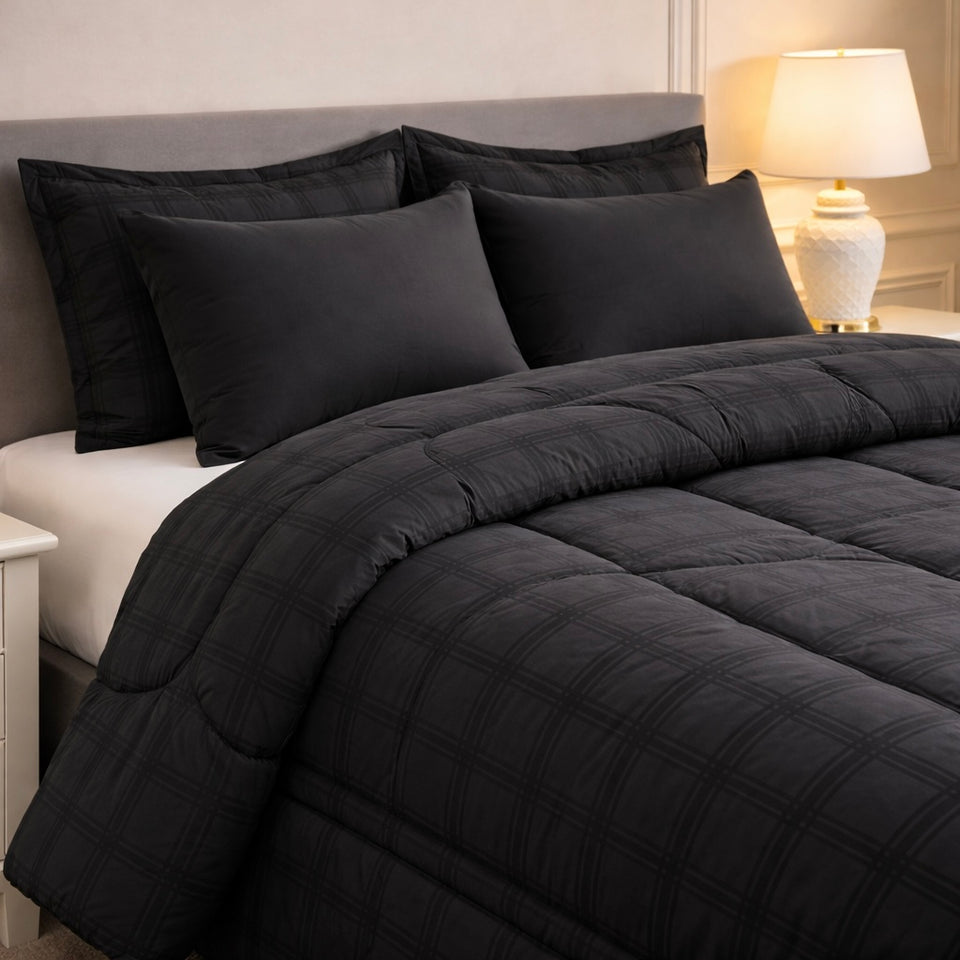 Comforter 6-Pcs Bloom Haven Set Poly Bag - Black Colour