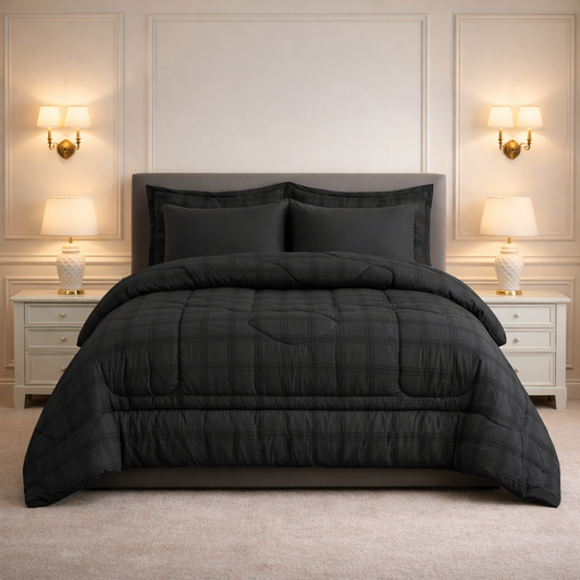 Comforter 6-Pcs Bloom Haven Set Poly Bag - Black Colour