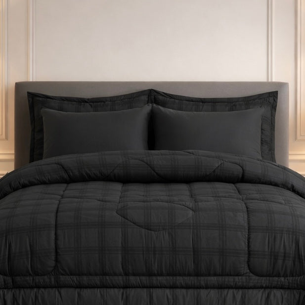 Comforter 6-Pcs Bloom Haven Set Poly Bag - Black Colour