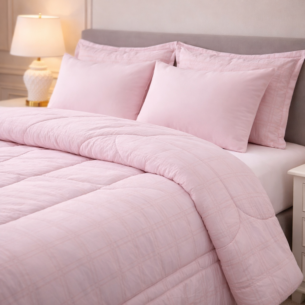Comforter 6-Pcs Bloom Haven Set Poly Bag - Pink Colour