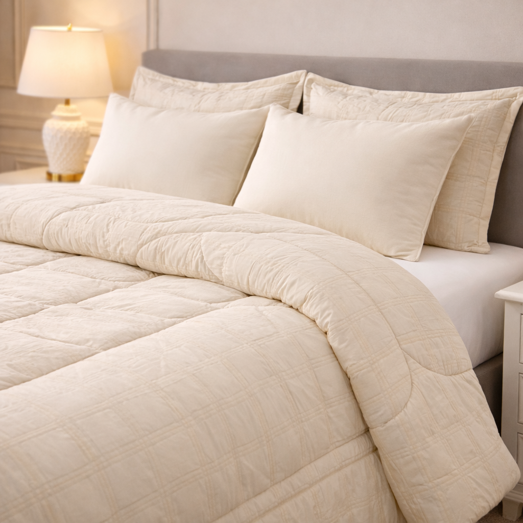 Comforter 6-Pcs Bloom Haven Set Poly Bag - Beige Colour
