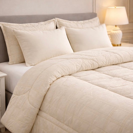 Comforter 6-Pcs Bloom Haven Set Poly Bag - Beige Colour