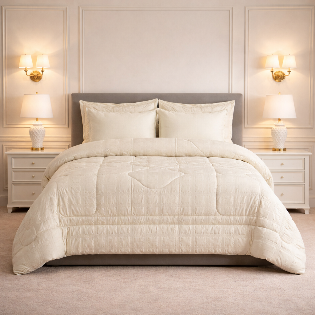 Comforter 6-Pcs Bloom Haven Set Poly Bag - Beige Colour