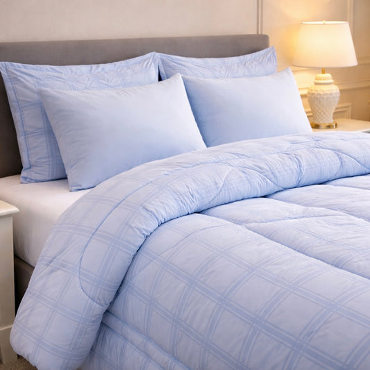 Comforter 6-Pcs Bloom Haven Set Poly Bag - Sky Blue Colour