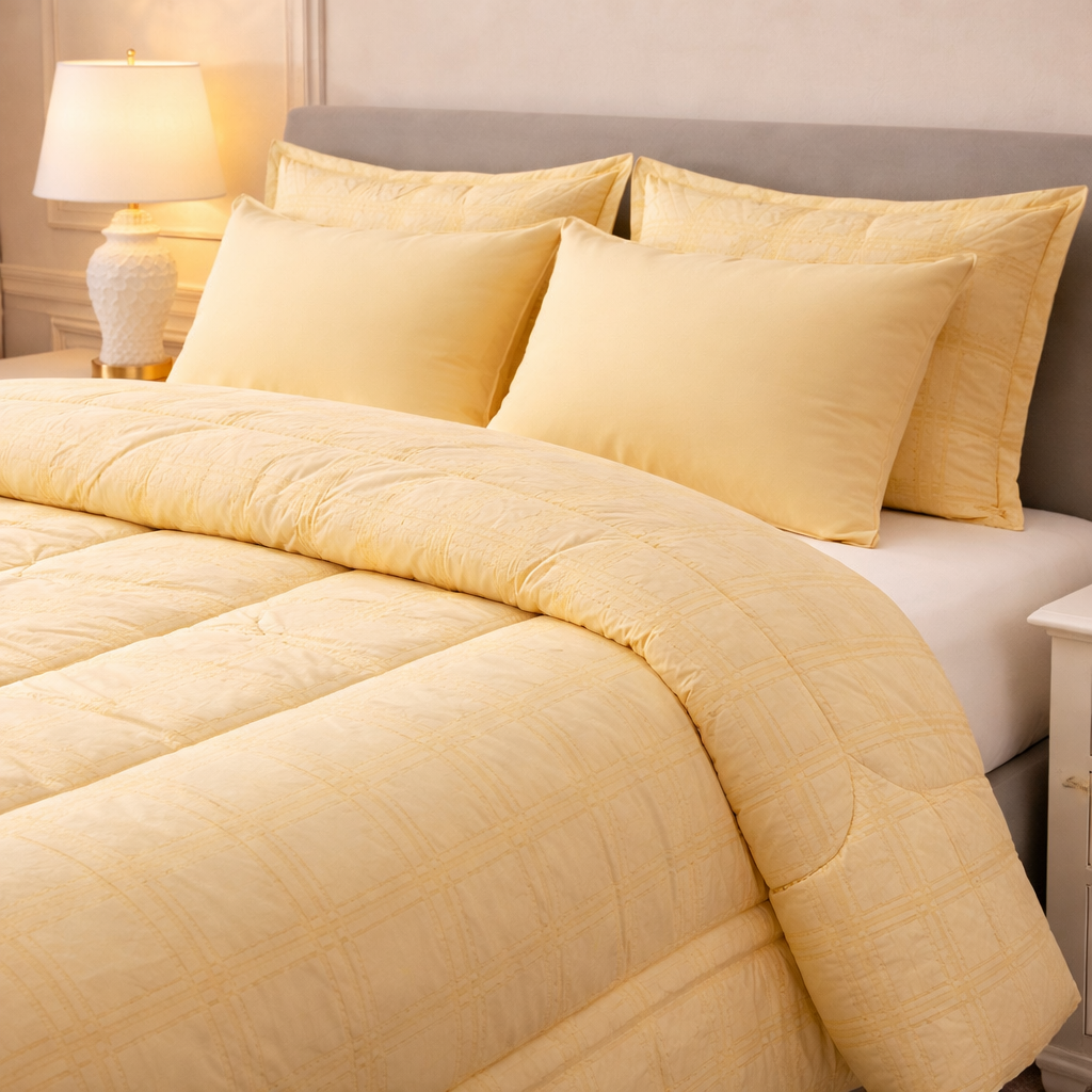 Comforter 6-Pcs Bloom Haven Set Poly Bag - Yellow Colour