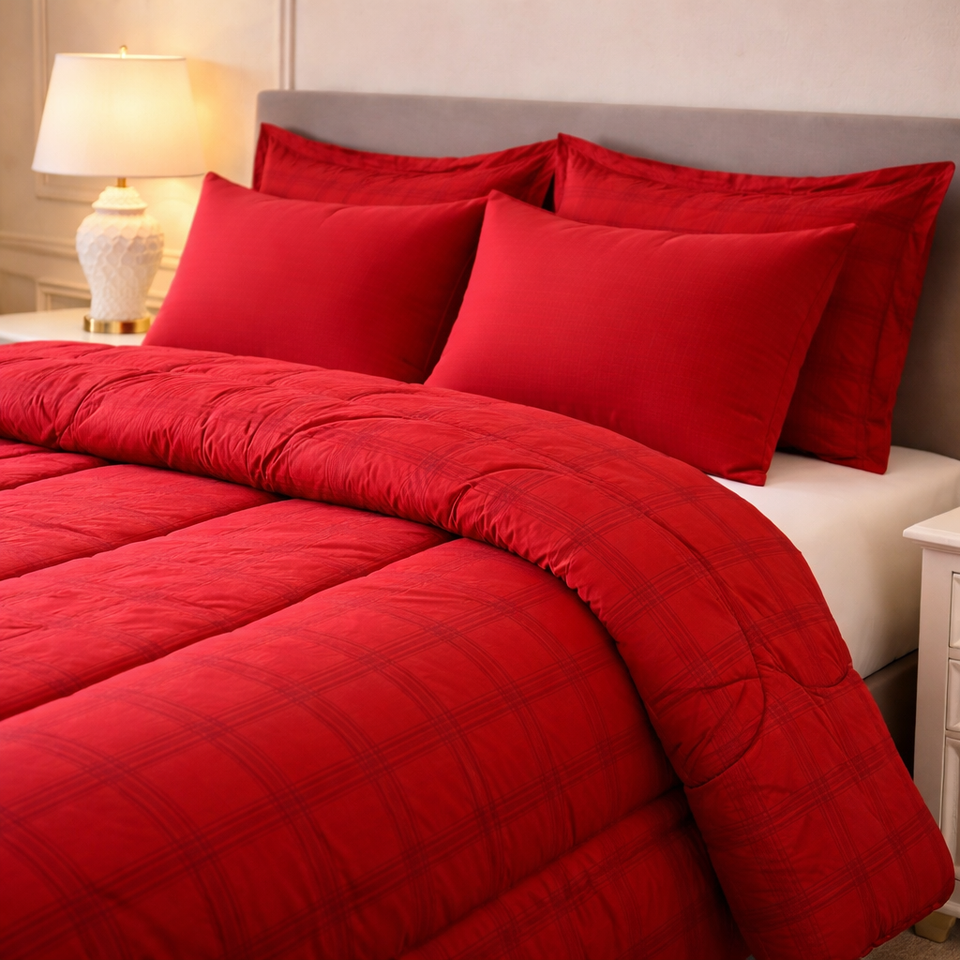 Comforter 6-Pcs Bloom Haven Set Poly Bag - Red Colour