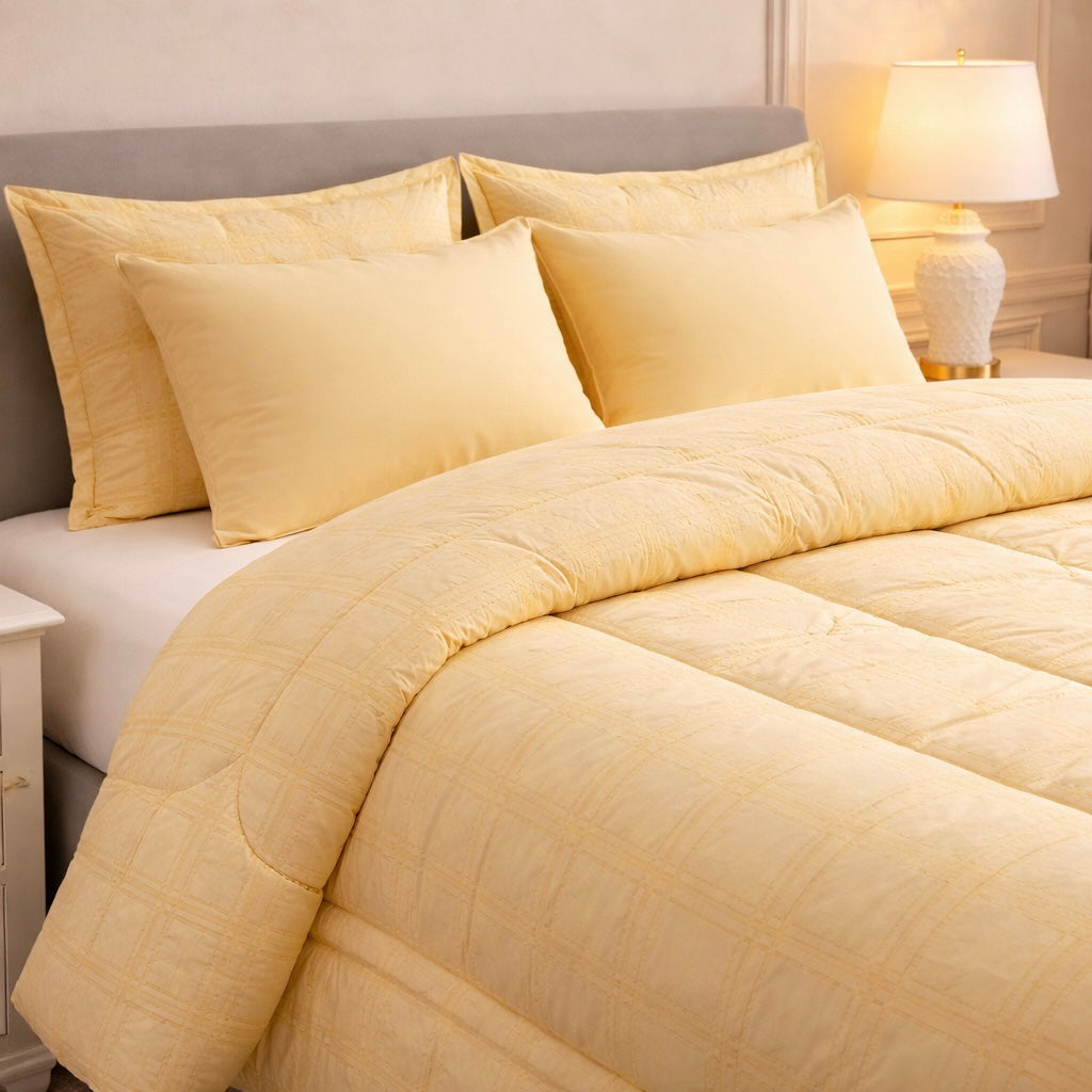 Comforter 6-Pcs Bloom Haven Set Poly Bag - Yellow Colour