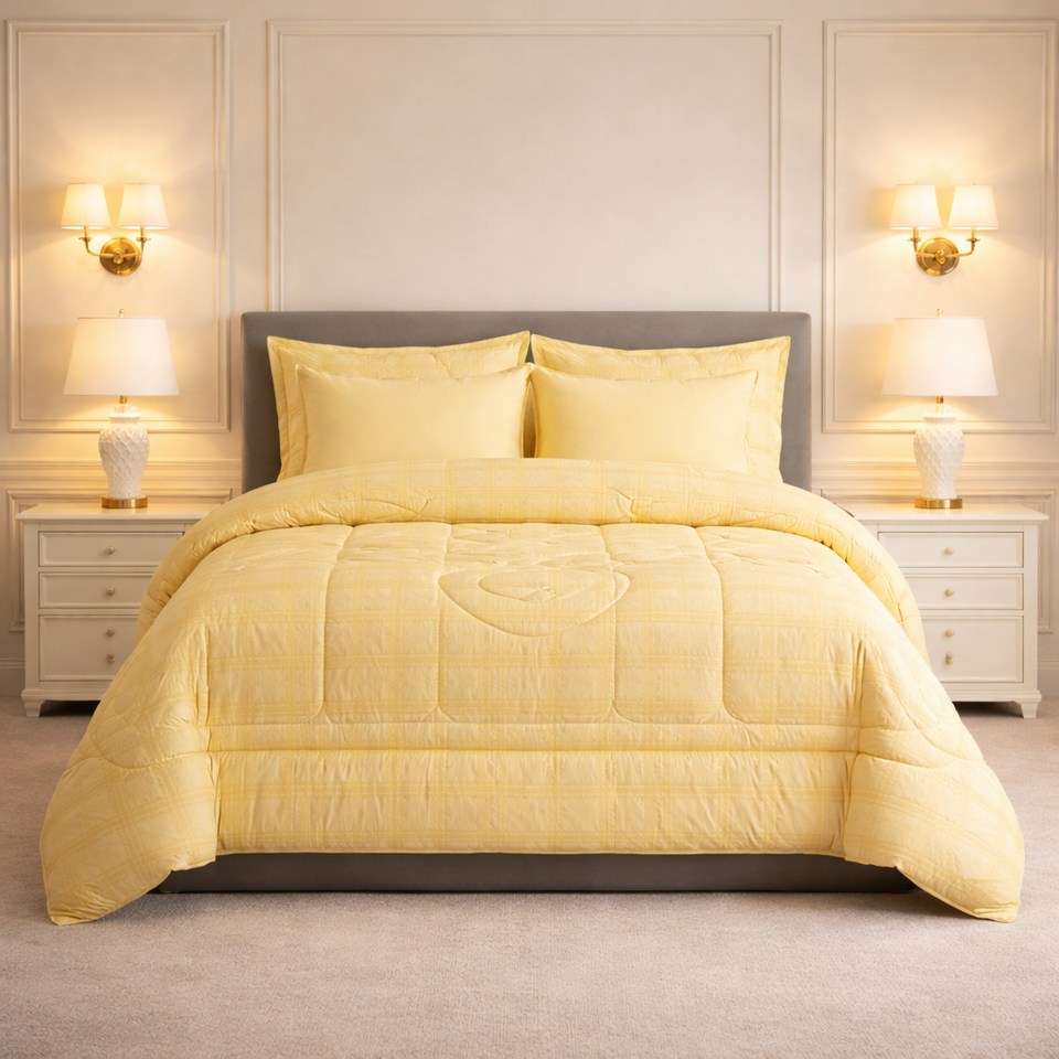 Comforter 6-Pcs Bloom Haven Set Poly Bag - Yellow Colour