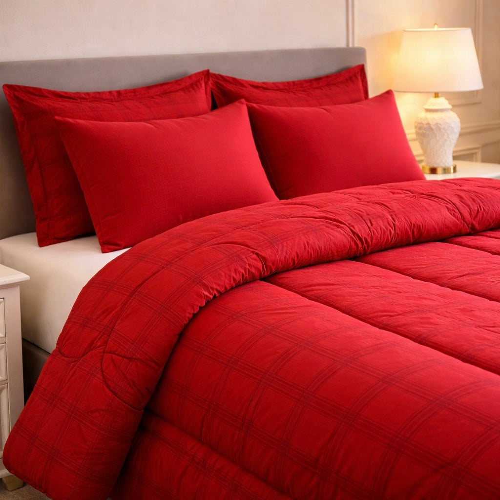 Comforter 6-Pcs Bloom Haven Set Poly Bag - Red Colour