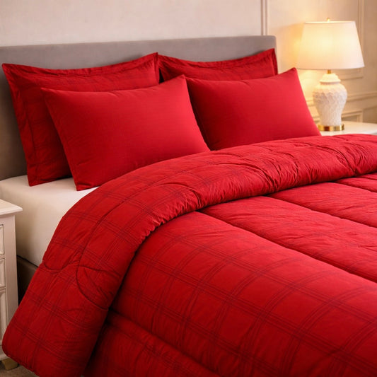 Comforter 6-Pcs Bloom Haven Set Poly Bag - Red Colour
