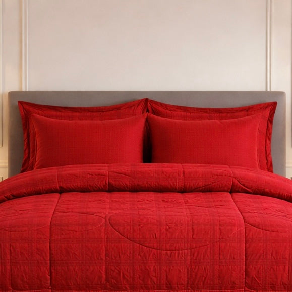 Comforter 6-Pcs Bloom Haven Set Poly Bag - Red Colour