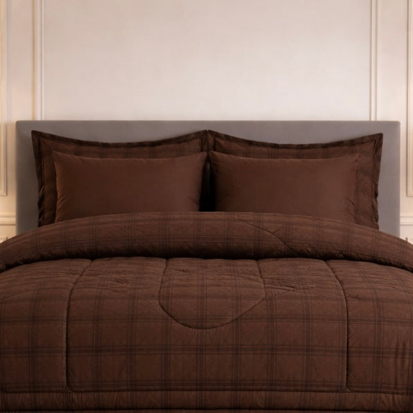 Comforter 6-Pcs Bloom Haven Set Poly Bag - Brown Colour
