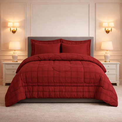 Comforter 6-Pcs Bloom Haven Set Poly Bag - Ruby Red Colour