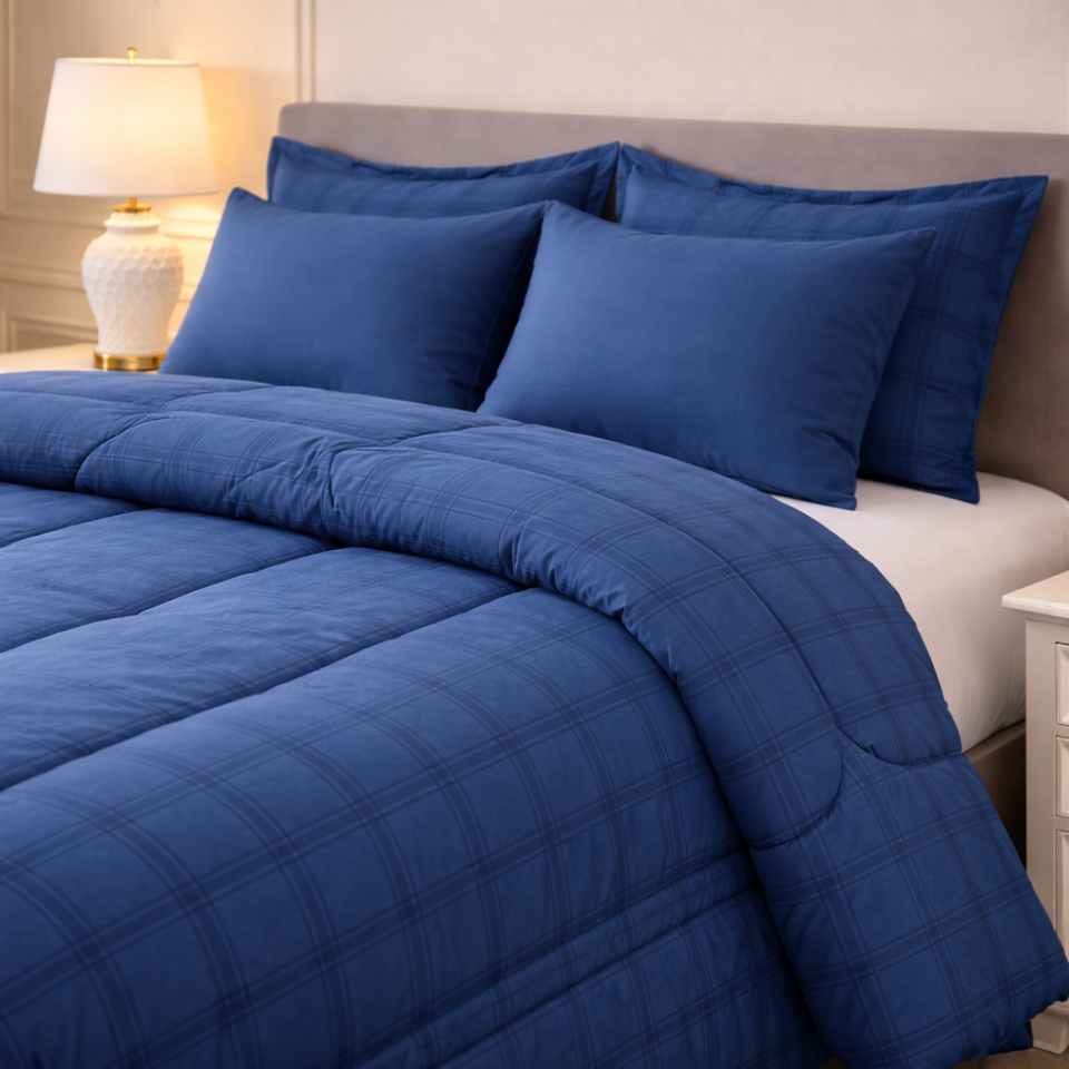 Comforter 6-Pcs Bloom Haven Set Poly Bag - Blue Colour