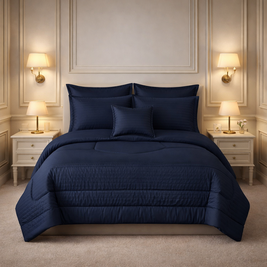 Comforter 7 Pcs Pure Aura Set Poly Bag - Navy Blue Colour