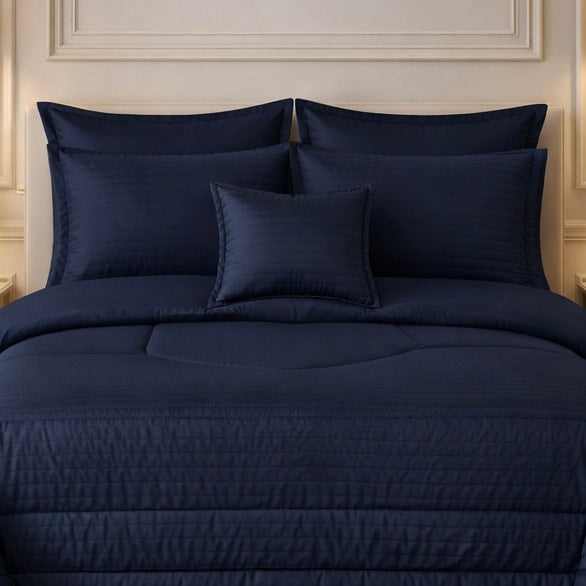 Comforter 7 Pcs Pure Aura Set Poly Bag - Navy Blue Colour