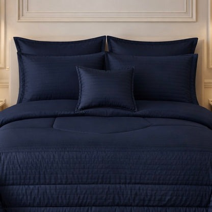 Comforter 7 Pcs Pure Aura Set Poly Bag - Navy Blue Colour