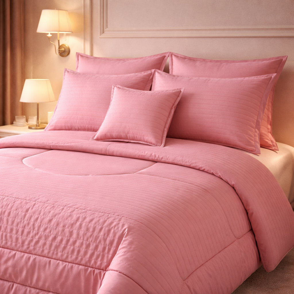 Comforter 7 Pcs Pure Aura Set Poly Bag - Pink Colour