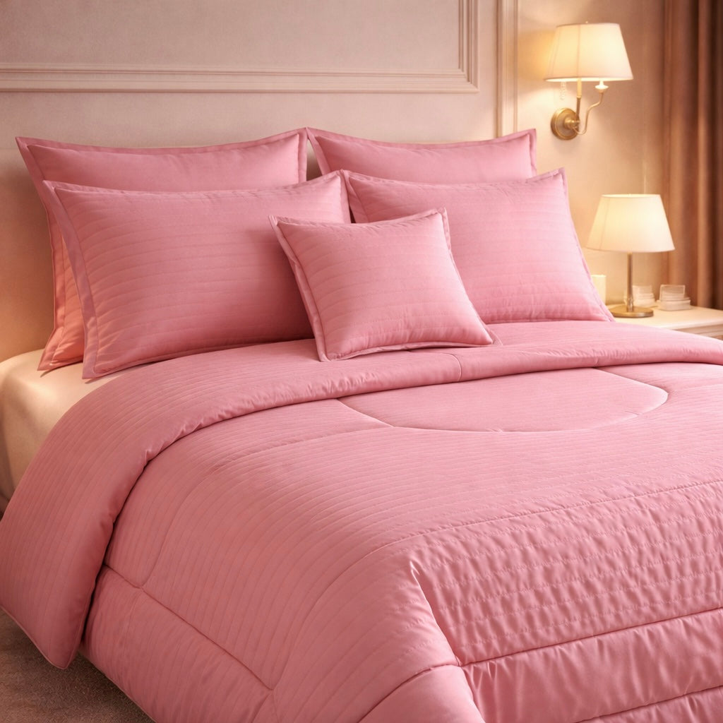 Comforter 7 Pcs Pure Aura Set Poly Bag - Pink Colour