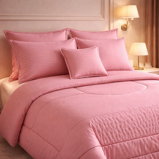 Comforter 7 Pcs Pure Aura Set Poly Bag - Pink Colour