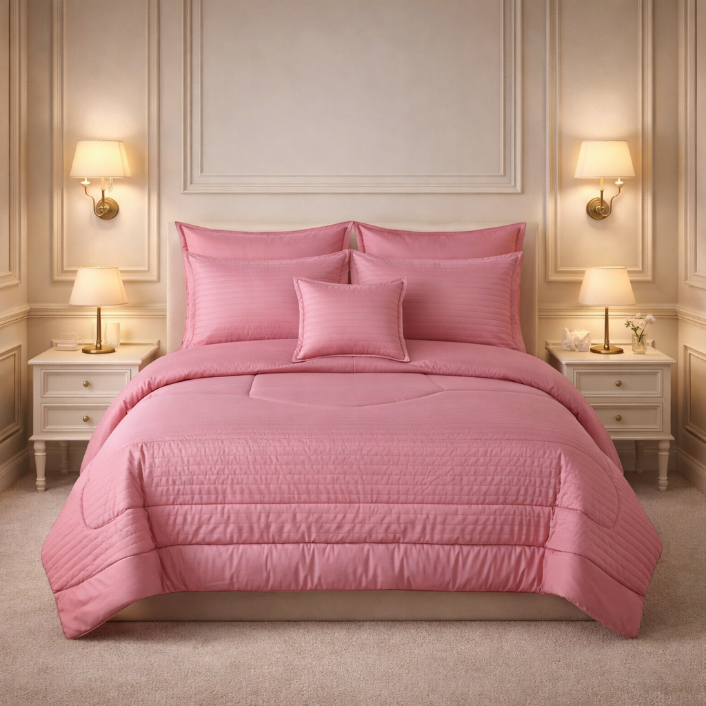 Comforter 7 Pcs Pure Aura Set Poly Bag - Pink Colour
