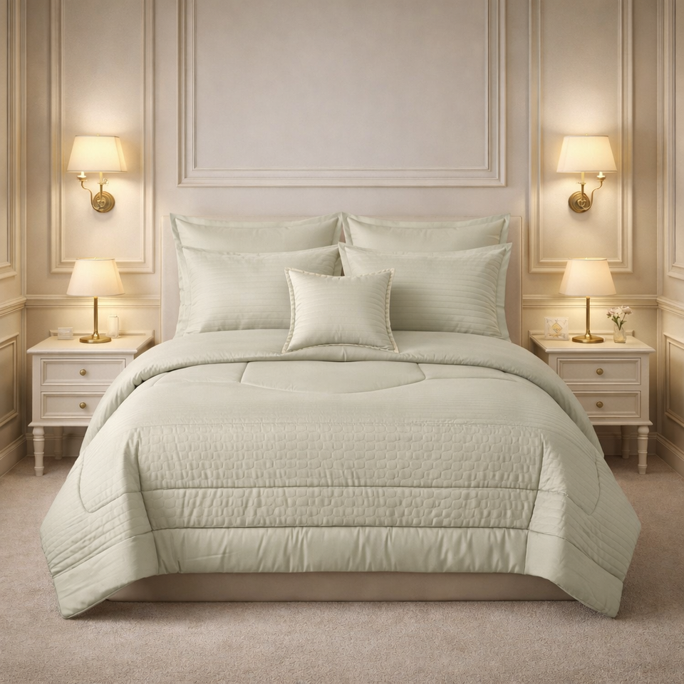 Comforter 7 Pcs Pure Aura Set Poly Bag - Light Beige Colour