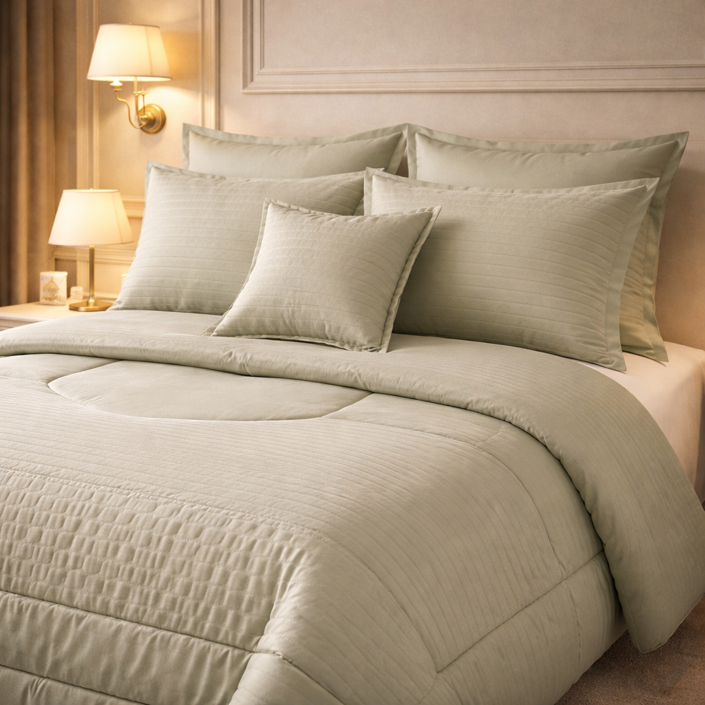 Comforter 7 Pcs Pure Aura Set Poly Bag - Light Beige Colour