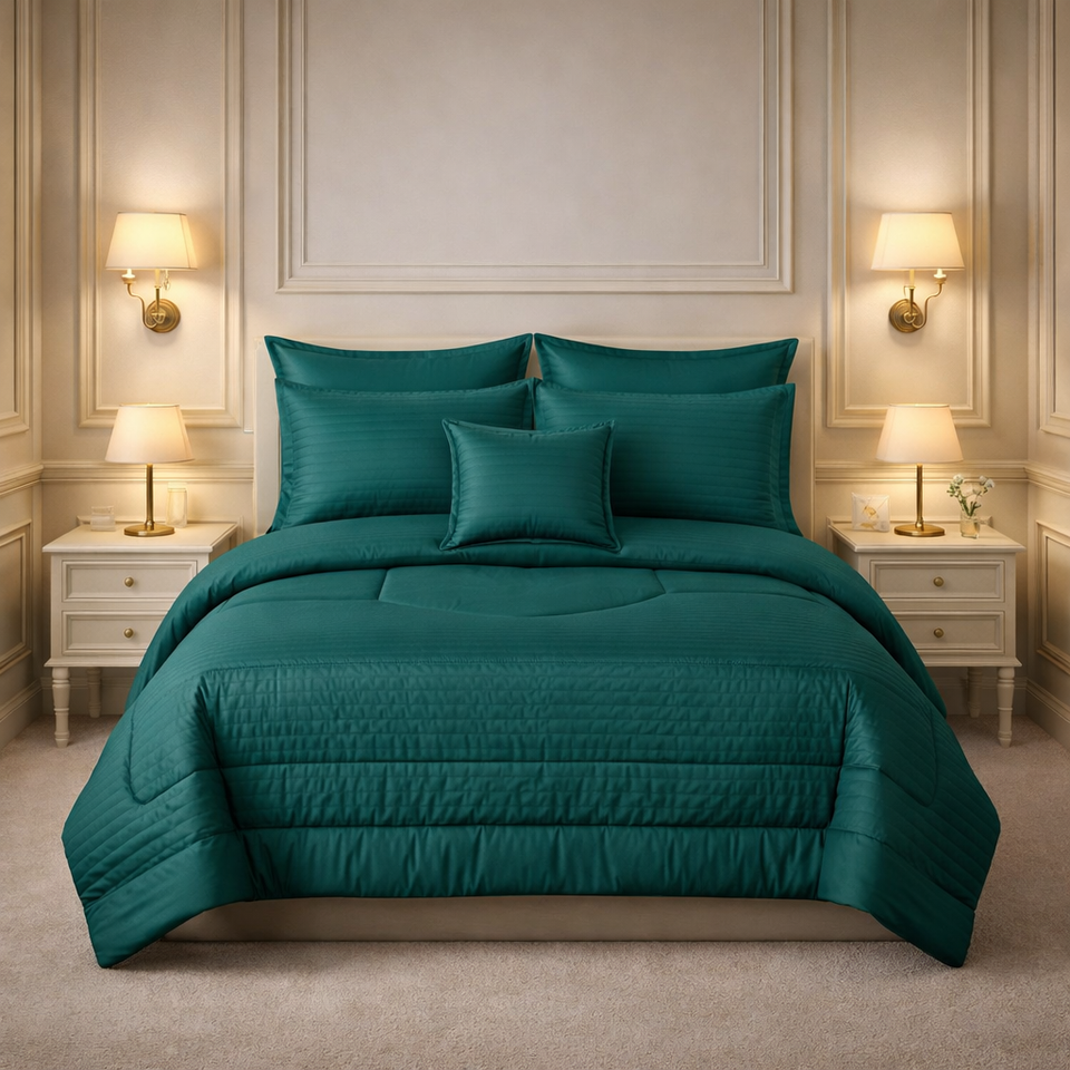 Comforter 7 Pcs Pure Aura Set Poly Bag - Green Colour