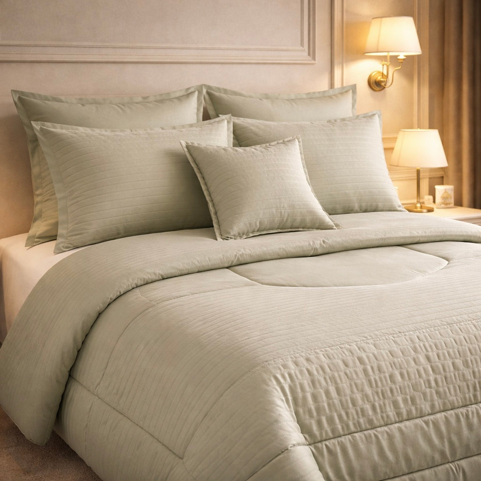 Comforter 7 Pcs Pure Aura Set Poly Bag - Light Beige Colour