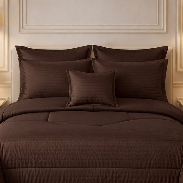 Comforter 7 Pcs Pure Aura Set Poly Bag - Brown Colour