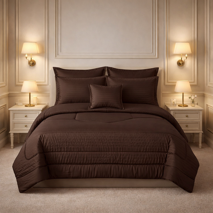 Comforter 7 Pcs Pure Aura Set Poly Bag - Brown Colour