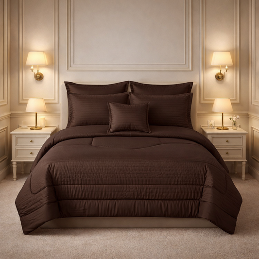 Comforter 7 Pcs Pure Aura Set Poly Bag - Brown Colour