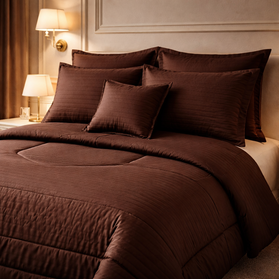 Comforter 7 Pcs Pure Aura Set Poly Bag - Brown Colour