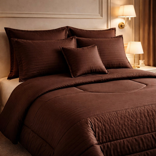 Comforter 7 Pcs Pure Aura Set Poly Bag - Brown Colour