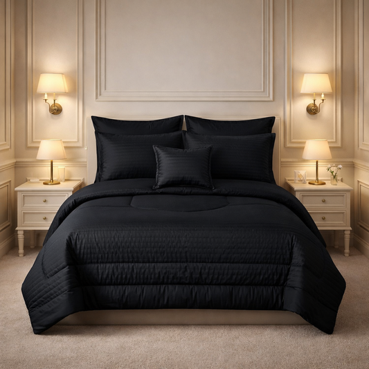 Comforter 7 Pcs Pure Aura Set Poly Bag - Black Colour