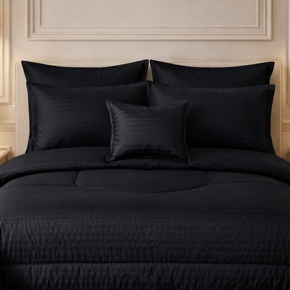 Comforter 7 Pcs Pure Aura Set Poly Bag - Black Colour