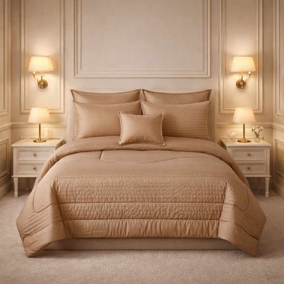 Comforter 7 Pcs Pure Aura Set Poly Bag - Beige Colour