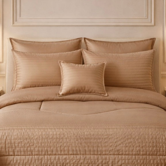 Comforter 7 Pcs Pure Aura Set Poly Bag - Beige Colour