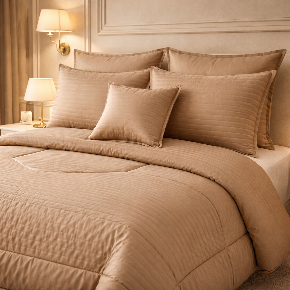 Comforter 7 Pcs Pure Aura Set Poly Bag - Beige Colour