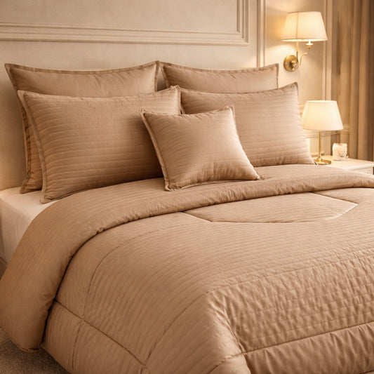 Comforter 7 Pcs Pure Aura Set Poly Bag - Beige Colour