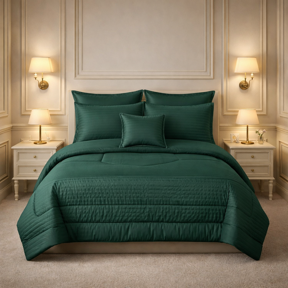 Comforter 7 Pcs Pure Aura Set Poly Bag - Green Colour