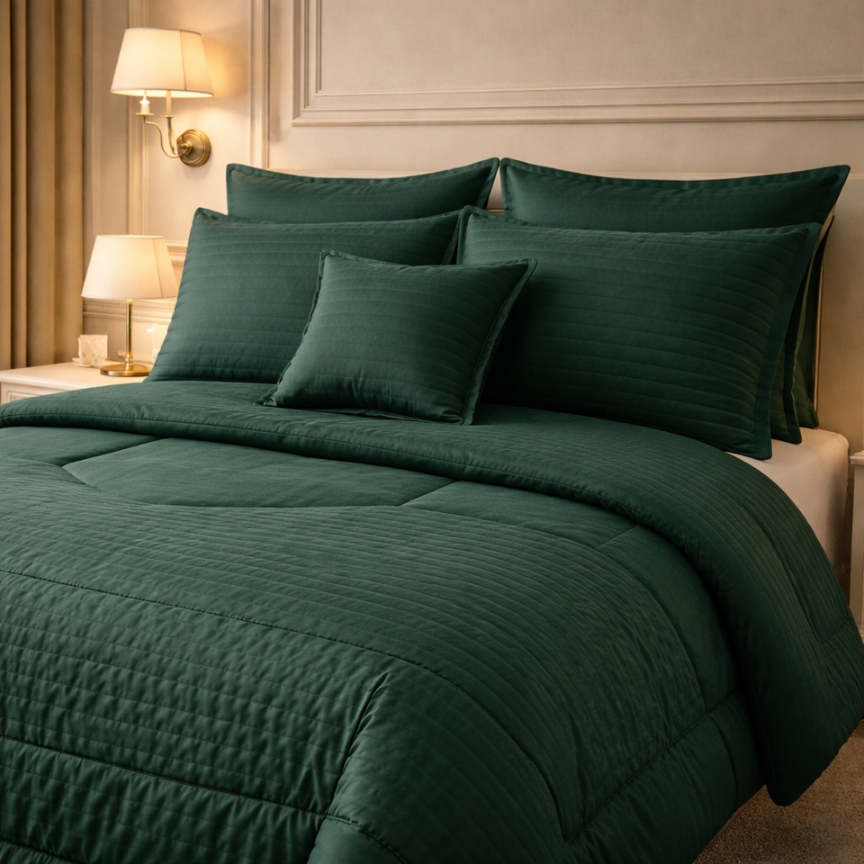 Comforter 7 Pcs Pure Aura Set Poly Bag - Green Colour